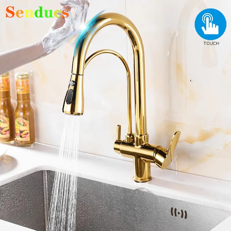 Smart Touch on Filter Kitchen Faucets 3 Ways Hot Cold Pure Water Pull Out Kichen Sink Mixer Tap Gold Sensor Touch Kitchen Faucet
Smart Touch on Filter Kitchen Faucets 3 Ways Hot Cold Pure Water Pull Out Kichen Sink Mixer Tap Gold Sensor Touch Kitchen Faucet