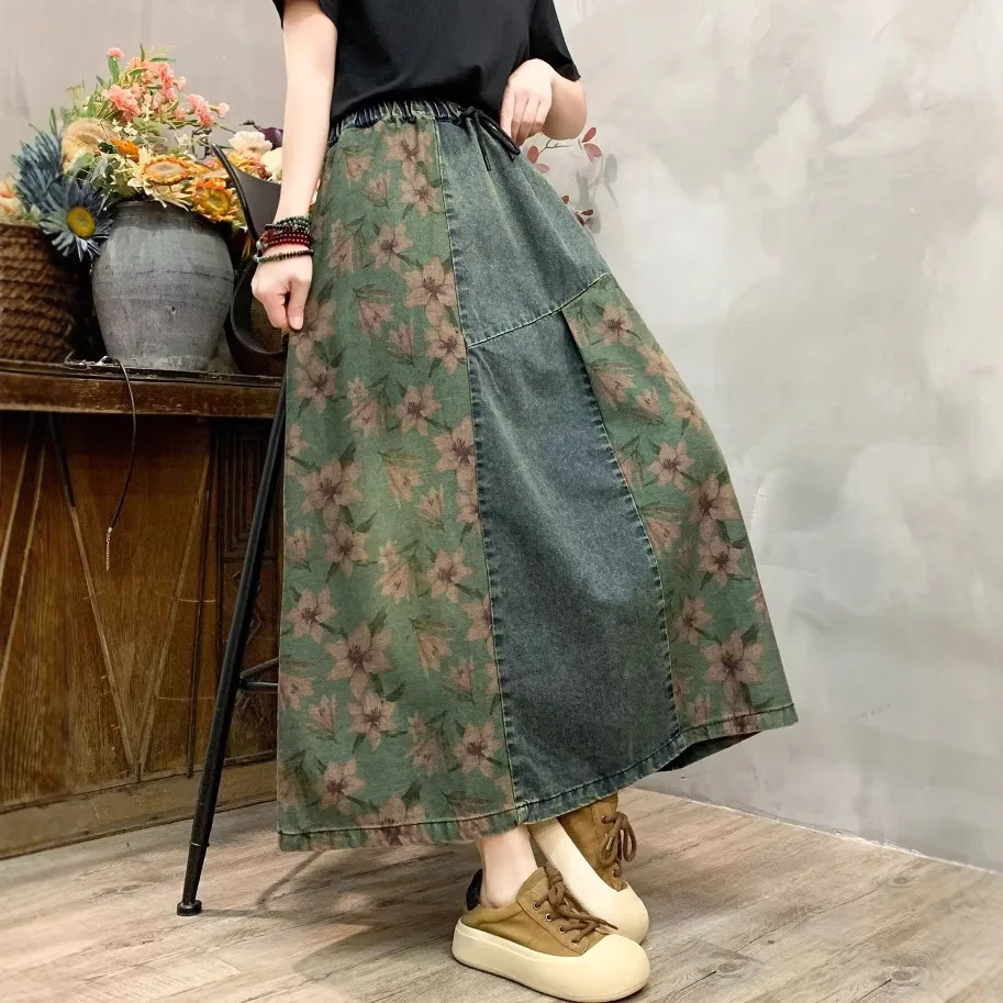 Jianmeng Denim skirt 2025 spring new fashionable stylish loose printed patchwork long dress female 2553-4
Jianmeng Denim skirt 2025 spring new fashionable stylish loose printed patchwork long dress female 2553-4
