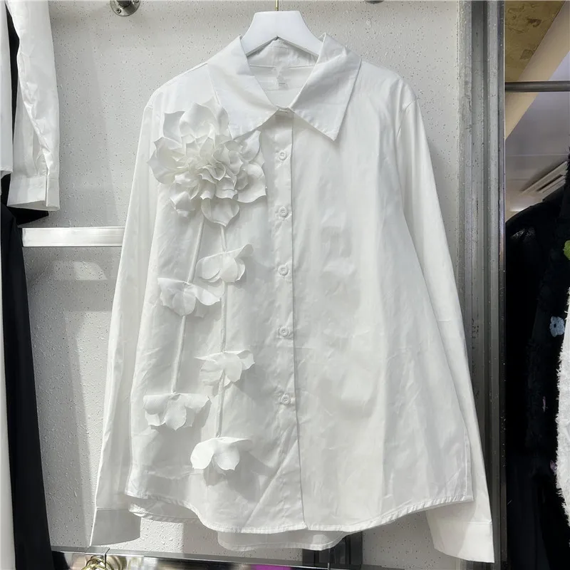 Shirt Top Women Single Breasted Turn Down Collar Three Dimensional Flowers Casual Tops Overshirt Office Lady Shirts Spring 2026
Shirt Top Women Single Breasted Turn Down Collar Three Dimensional Flowers Casual Tops Overshirt Office Lady Shirts Spring 2026