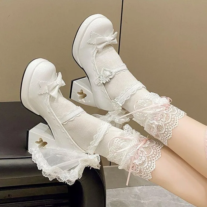 Sweet Cute Lace Bow Lolita Shoes for Women Designer Wedding Mary Jane Woman's Shoes Elegant Comfortable Women's Pumps and Heels
Sweet Cute Lace Bow Lolita Shoes for Women Designer Wedding Mary Jane Woman's Shoes Elegant Comfortable Women's Pumps and Heels