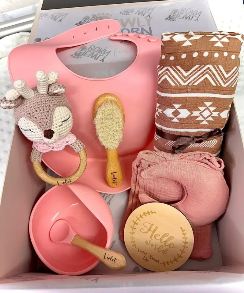 Baby Gift Box Pink Deer Set, Personalized Baby Girl Gift Grey Elephant Custom Newborn Gift, Deer Rattle Baby Shower New Mom
Baby Gift Box Pink Deer Set, Personalized Baby Girl Gift Grey Elephant Custom Newborn Gift, Deer Rattle Baby Shower New Mom