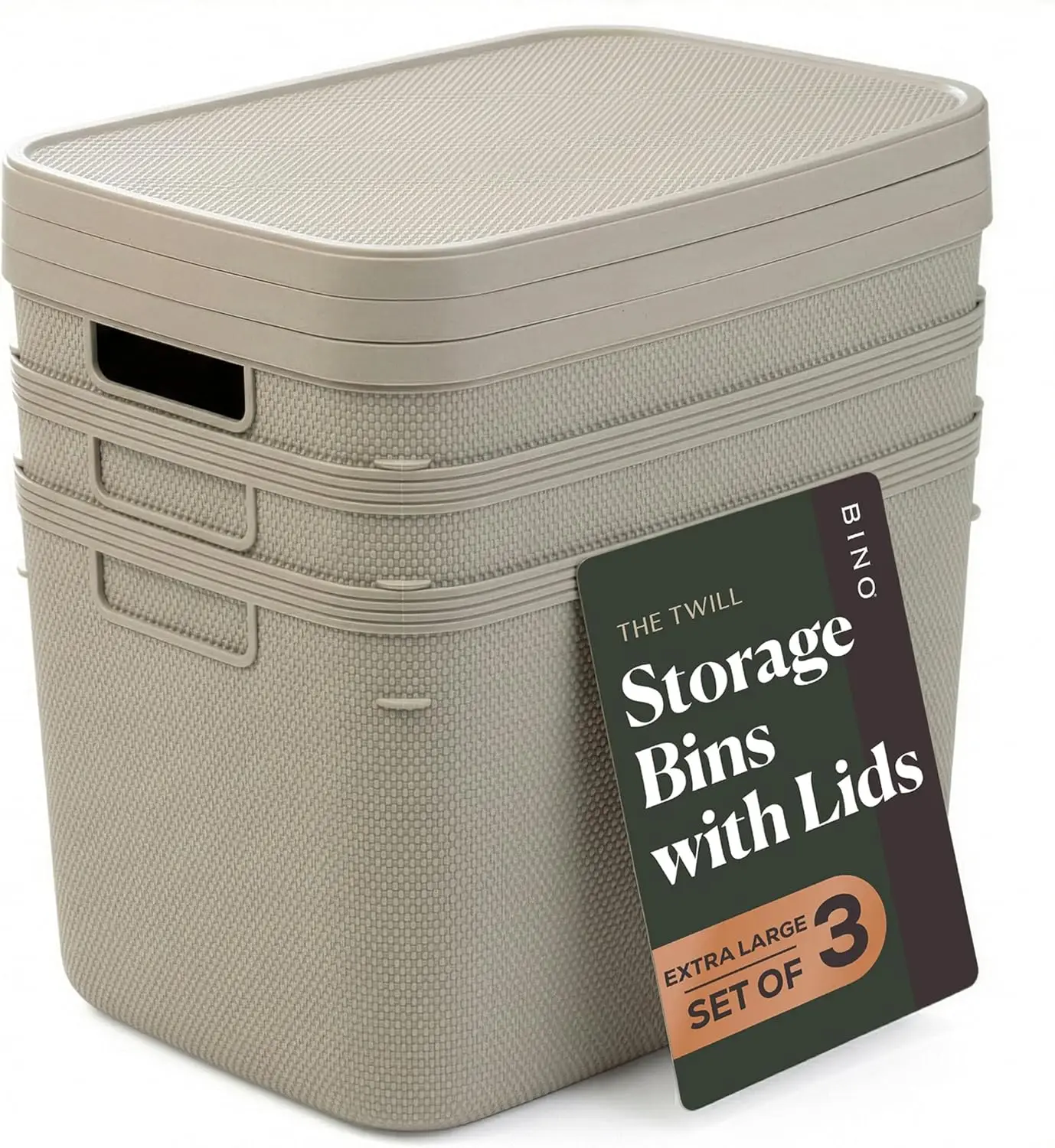 Plastic Storage Bins with Lids 20 Liter 3 Pack Taupe Woven Style Pantry Organization
Plastic Storage Bins with Lids 20 Liter 3 Pack Taupe Woven Style Pantry Organization