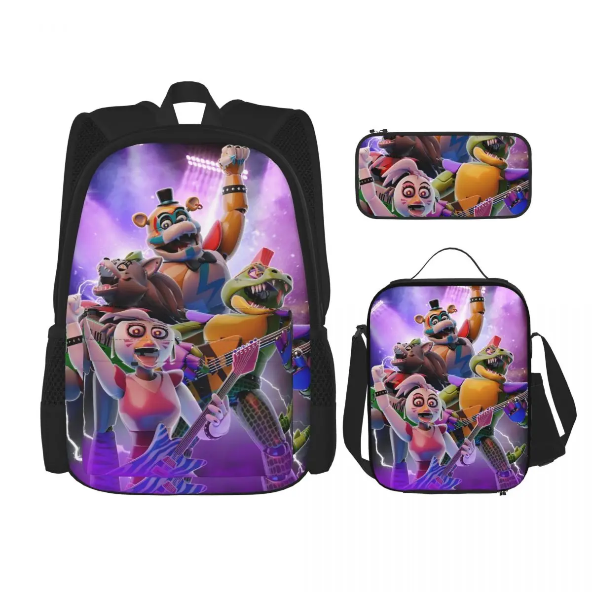 3pecs/set Рюкзак с рок-музыкой для студентов FNAF Сумка на плечо Сумка для обеда Пенал
3pecs/set Рюкзак с рок-музыкой для студентов FNAF Сумка на плечо Сумка для обеда Пенал
