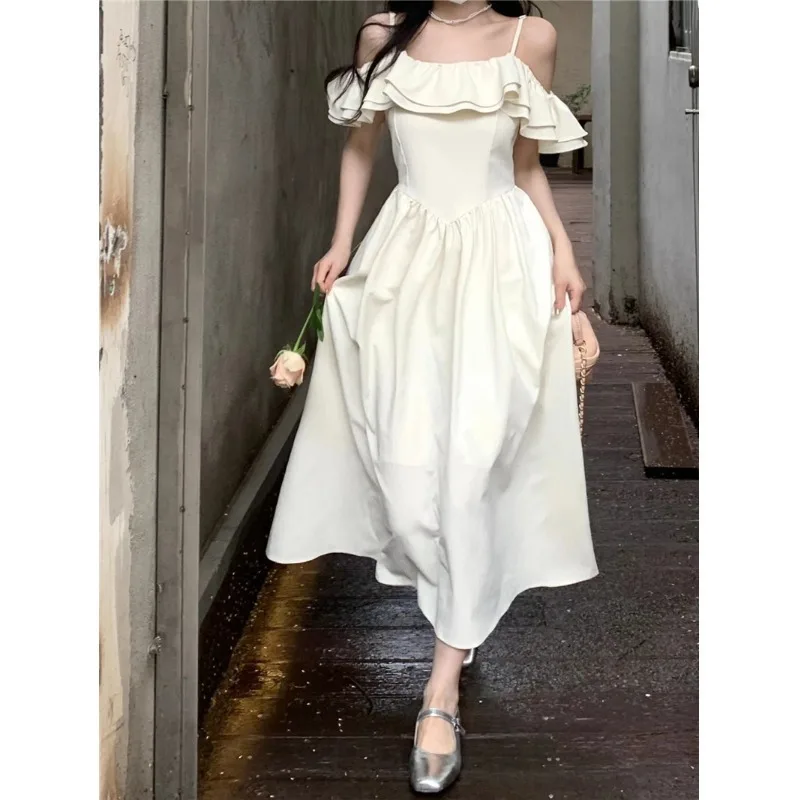 French Style off-Shoulder Spaghetti Straps Dress Women's Design Sense Niche Spring2025New Gentle First Love Waist-Slimming Dress
French Style off-Shoulder Spaghetti Straps Dress Women's Design Sense Niche Spring2025New Gentle First Love Waist-Slimming Dress