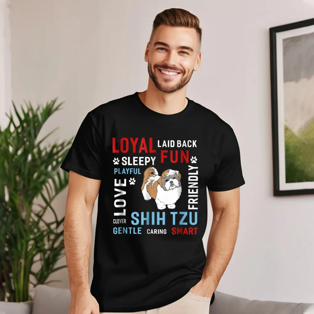 Свободные мужские футболки Love Gentle Smart Clever Shih Футболка с принтом 100% хлопок Футболка с короткими рукавами Geek Crewneck
Свободные мужские футболки Love Gentle Smart Clever Shih Футболка с принтом 100% хлопок Футболка с короткими рукавами Geek Crewneck