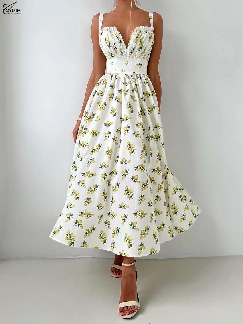 Oymimi Elegant Yellow Print Dresses 2025 Woman Fashion Spaghetti Strap Lace-Up Zipper Dresses Autumn High Waist Mid-Calf Dress
Oymimi Elegant Yellow Print Dresses 2025 Woman Fashion Spaghetti Strap Lace-Up Zipper Dresses Autumn High Waist Mid-Calf Dress