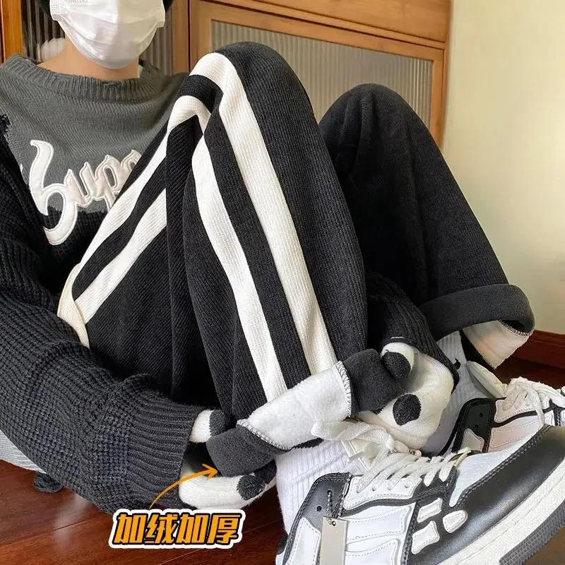 Vintage Men's Stripe Casual Pants Fashion Drawstring Oversized Straight Male Trouser Wide Leg Black Gray 2023 Cargo Trousers
Vintage Men's Stripe Casual Pants Fashion Drawstring Oversized Straight Male Trouser Wide Leg Black Gray 2023 Cargo Trousers