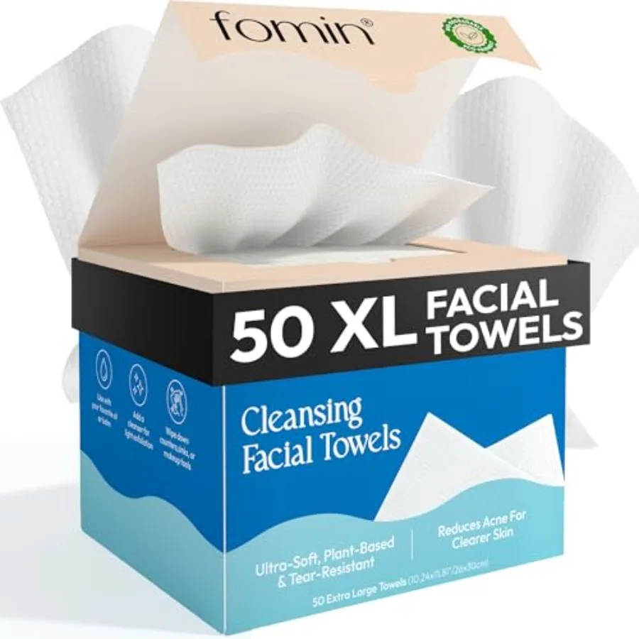 Cleansing Facial Towel 50 Count - Disposable Face Towelette XL - Biodegradable, Ultra-soft, Plant Based and Tear-Resistant Face
Cleansing Facial Towel 50 Count - Disposable Face Towelette XL - Biodegradable, Ultra-soft, Plant Based and Tear-Resistant Face