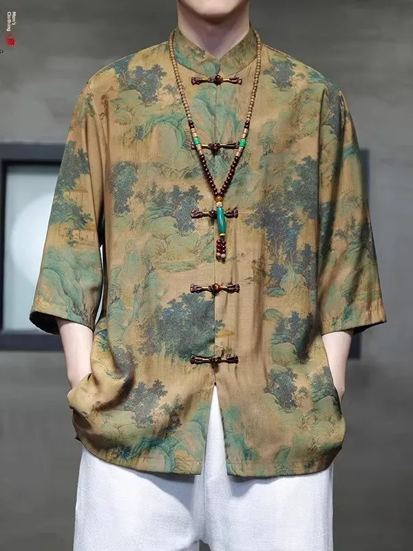 Ice Silk ort Sve irt Men's Summer Cool Feeling New Chinese Sle Tang Costume Trendy Brand National Sle Improved Sev...
Ice Silk ort Sve irt Men's Summer Cool Feeling New Chinese Sle Tang Costume Trendy Brand National Sle Improved Sev...