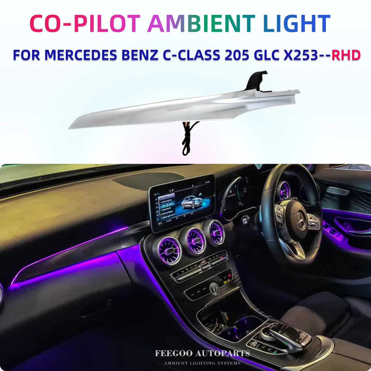 Passenger Dashboard 64 Colors LED Ambient Light For Mercedes C-CLASS W205 GLC X253 Co-pilot Panel RHD LHD
Passenger Dashboard 64 Colors LED Ambient Light For Mercedes C-CLASS W205 GLC X253 Co-pilot Panel RHD LHD