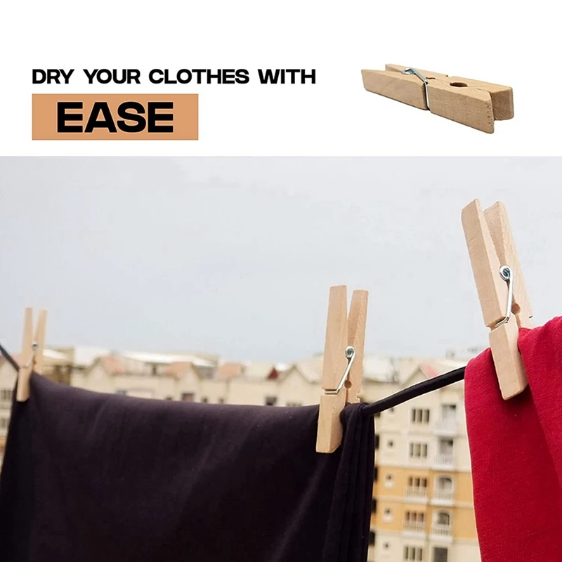 100X Clothes Pins Heavy Duty Outdoor With Spring, Wooden Clothespins For Crafts And Hanging Clothes
100X Clothes Pins Heavy Duty Outdoor With Spring, Wooden Clothespins For Crafts And Hanging Clothes