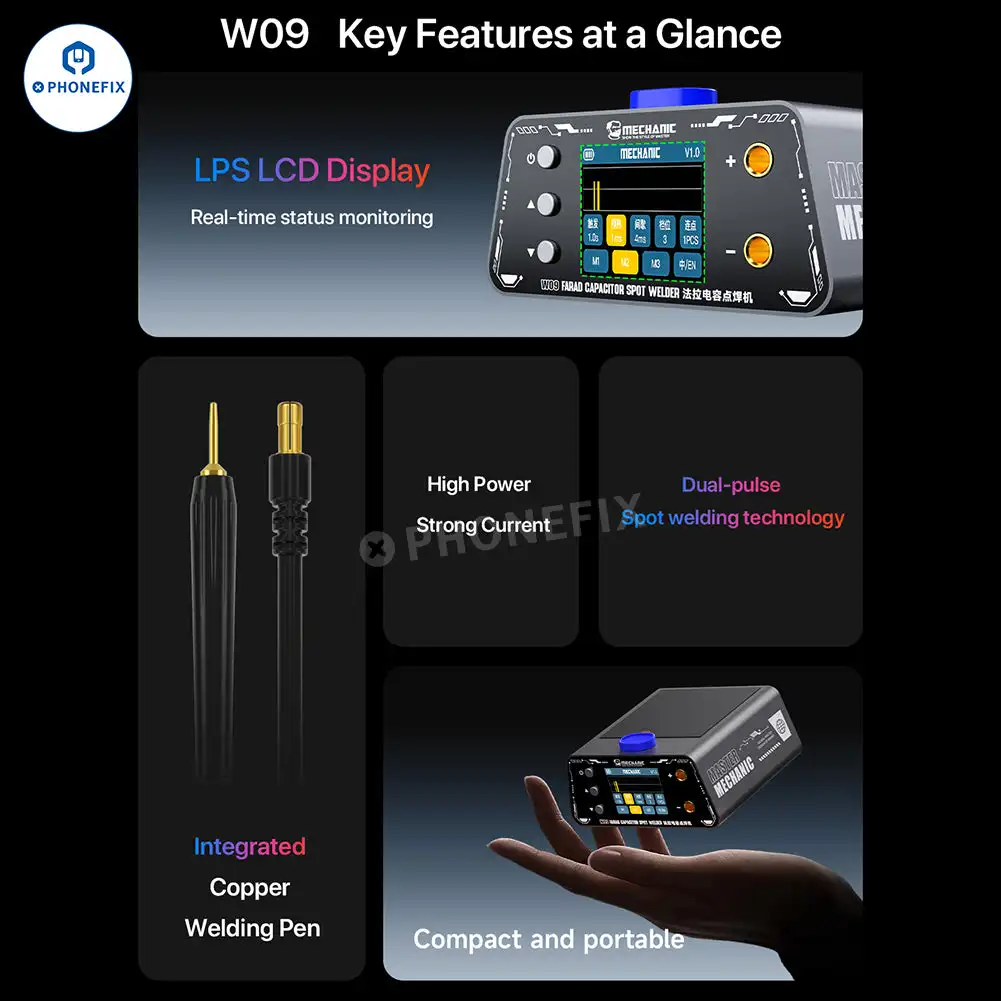 Комплект для точечной сварки MECHANIC W09 с конденсатором Фарада для сборки аккумуляторных блоков 18650 для мобильных телефонов, инструмент для сварки никелевых листов 0,1-0,4 мм
Комплект для точечной сварки MECHANIC W09 с конденсатором Фарада для сборки аккумуляторных блоков 18650 для мобильных телефонов, инструмент для сварки никелевых листов 0,1-0,4 мм