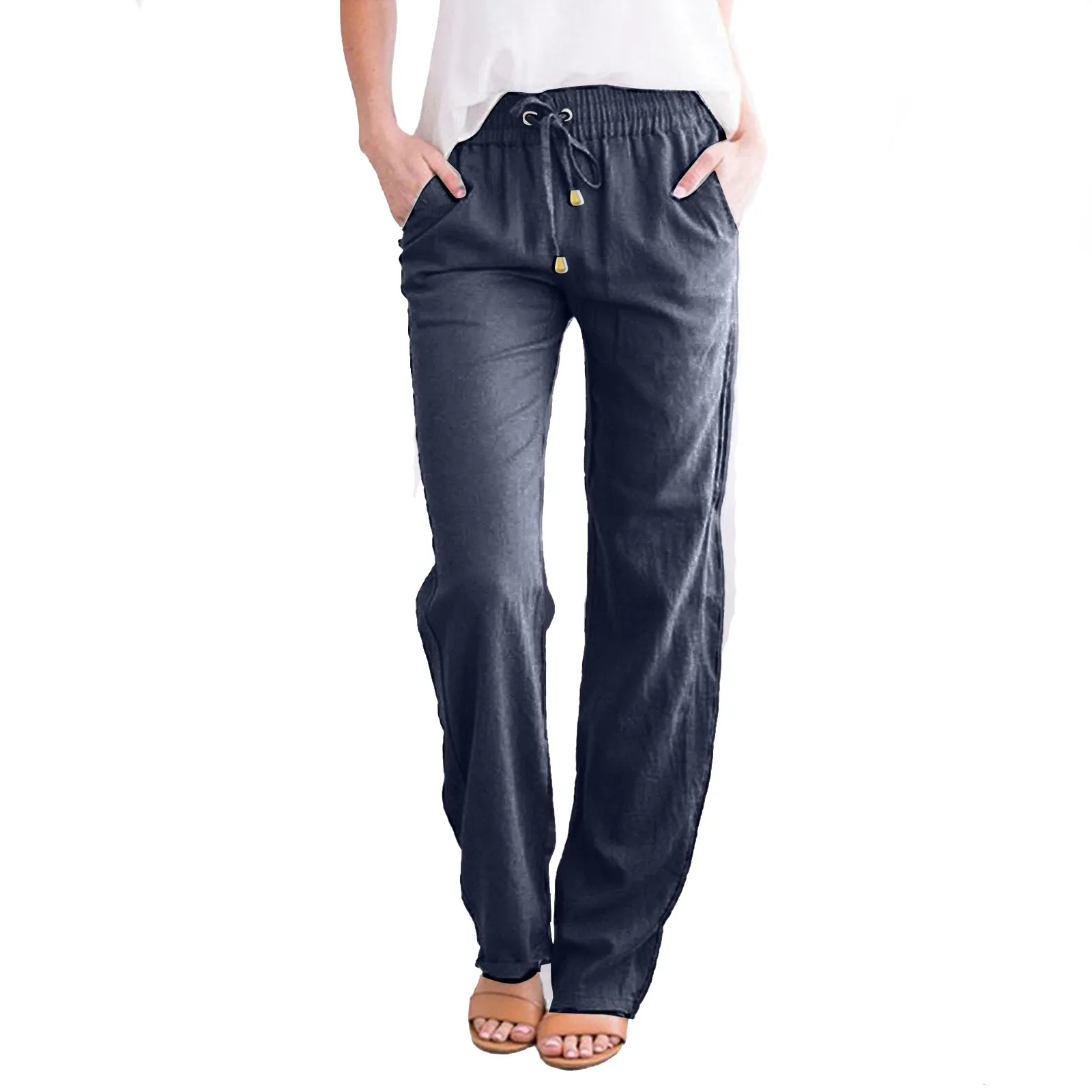 Cotton Linen Women'S Pants Y2k Black Drawstring Elastic Waist Casual Pants Female Loose Fashion Elegant Ladies Bottoms 2024
Cotton Linen Women'S Pants Y2k Black Drawstring Elastic Waist Casual Pants Female Loose Fashion Elegant Ladies Bottoms 2024