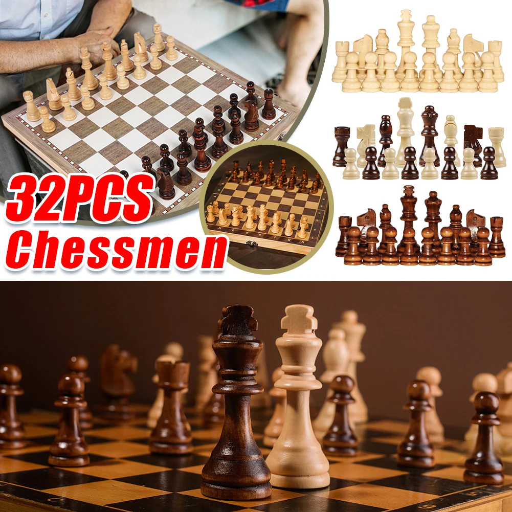 Wooden Chessmen Standard Tournamen Staunton 32PCS Chess Game Pawns Figurine Pieces Chess Pieces Only for Chess Board Game
Wooden Chessmen Standard Tournamen Staunton 32PCS Chess Game Pawns Figurine Pieces Chess Pieces Only for Chess Board Game