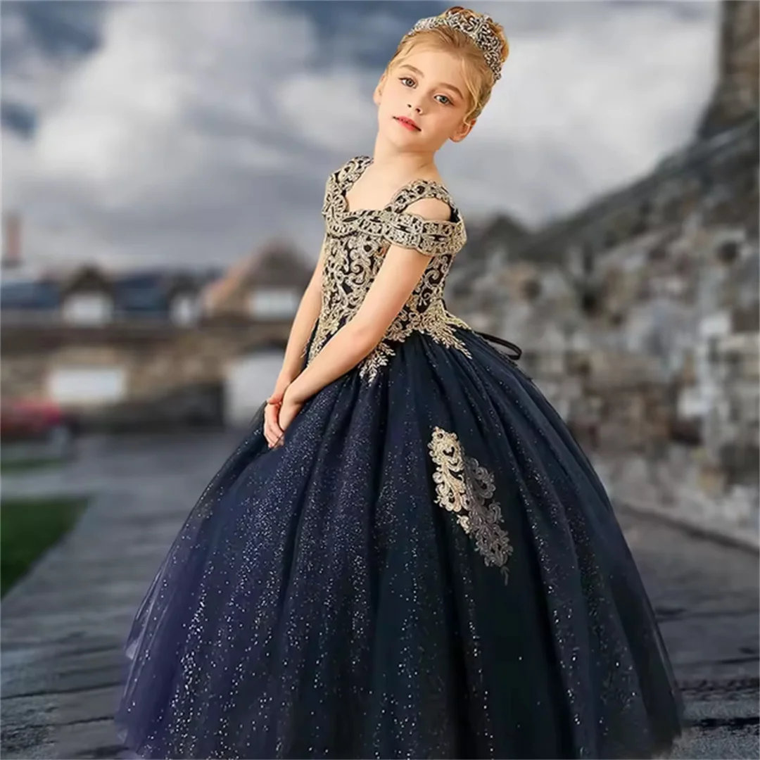 Customised Flower Girls Dress Luxury Gold Printing Little Girls Tulle Long Pageant Prom Ball Kids Birthday Party Evening
Customised Flower Girls Dress Luxury Gold Printing Little Girls Tulle Long Pageant Prom Ball Kids Birthday Party Evening