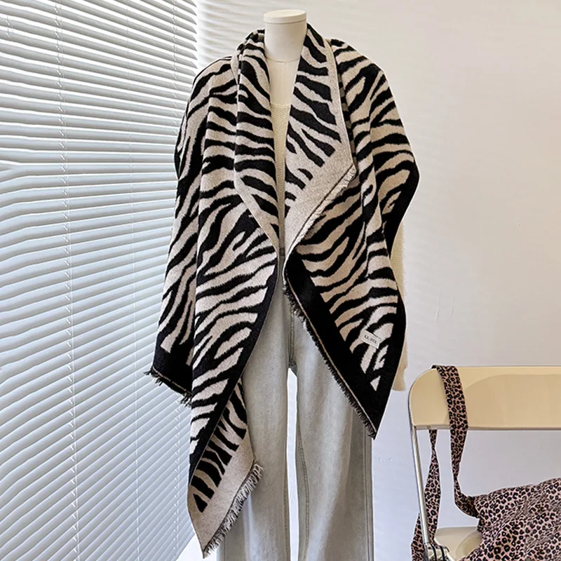 Классический мягкий шарф из искусственного кашемира в полоску зебры, модный женский треугольный шаль с бахромой, осенне-зимний теплый шейный платок, универсальный 
Классический мягкий шарф из искусственного кашемира в полоску зебры, модный женский треугольный шаль с бахромой, осенне-зимний теплый шейный платок, универсальный