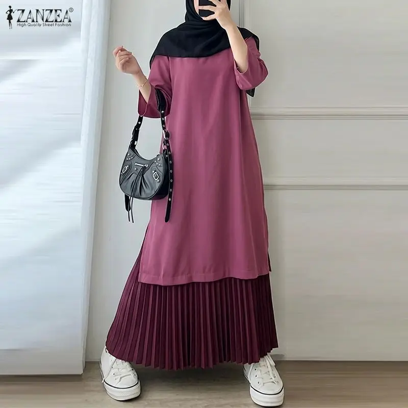 ZANZEA Women Summer Patchwork Muslim Abaya Dress Maxi Long Dress Women O Neck Long Sleeve Pleated Sundress Kaftan Ramadan Robe
ZANZEA Women Summer Patchwork Muslim Abaya Dress Maxi Long Dress Women O Neck Long Sleeve Pleated Sundress Kaftan Ramadan Robe