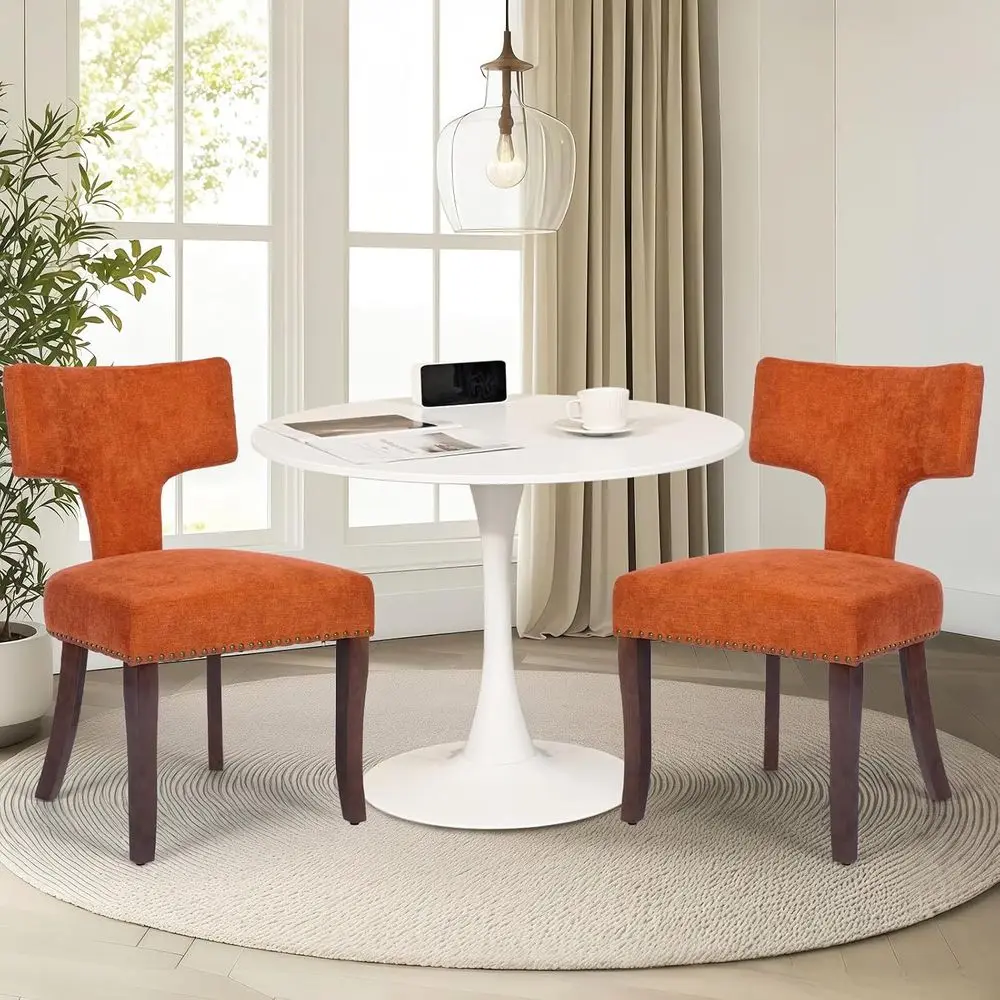 Space-Saving 31.5 Round Dining Table Set with 2 Orange Linen Upholstered Chairs for Small Kitchens
Space-Saving 31.5 Round Dining Table Set with 2 Orange Linen Upholstered Chairs for Small Kitchens