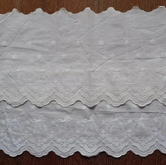 Width:18cm(7.08”inch)Cotton thread embroidery lace cotton fabric lace bow hem decoration clothes DIY Accessories(KK-4637)
Width:18cm(7.08”inch)Cotton thread embroidery lace cotton fabric lace bow hem decoration clothes DIY Accessories(KK-4637)