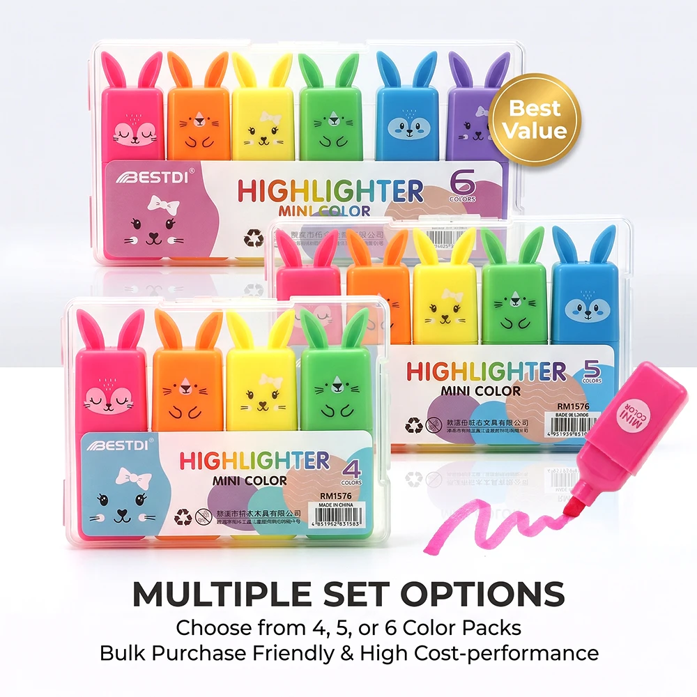 4/5/6 MINI Cute Highlighter Pen Set Marking Creative Artwork DIY Crafts Design Waterproof Fluorescent Pen School Office Supplies
4/5/6 MINI Cute Highlighter Pen Set Marking Creative Artwork DIY Crafts Design Waterproof Fluorescent Pen School Office Supplies