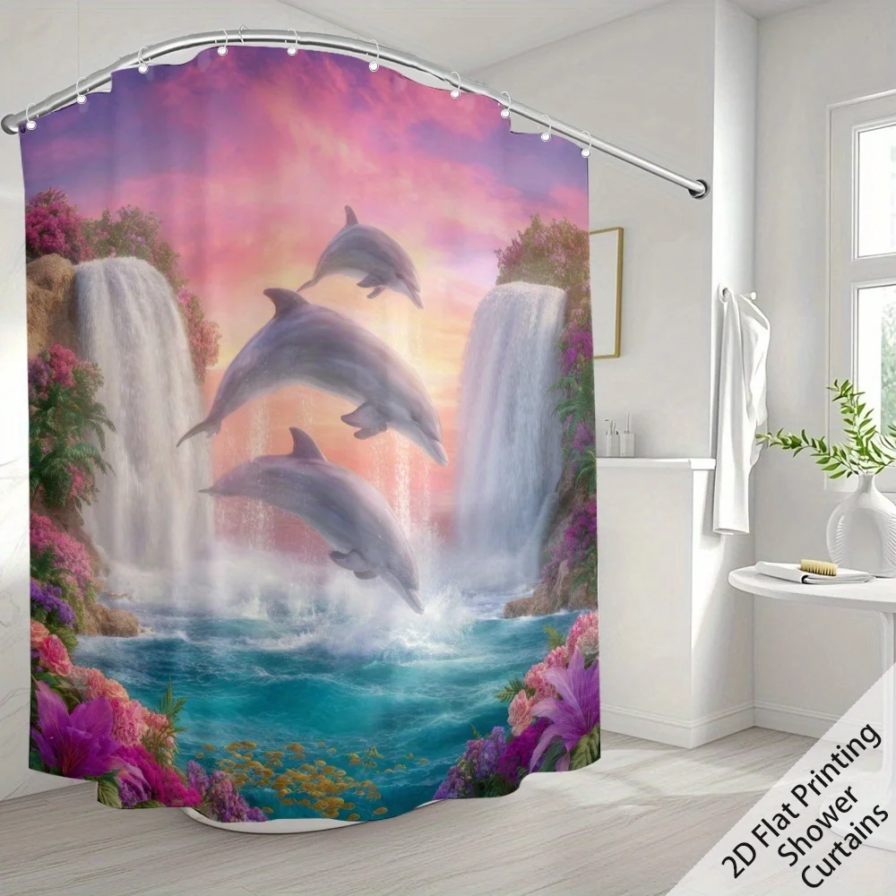 Dolphin Jumping Waterfall Shower Curtain Waterproof Easy to Clean Privacy Protection Print Ocean Paradise Art Design non-toxic
Dolphin Jumping Waterfall Shower Curtain Waterproof Easy to Clean Privacy Protection Print Ocean Paradise Art Design non-toxic