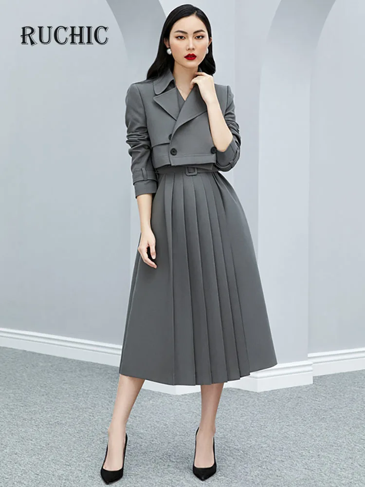 2024 New Women's 2 Pcs Notched Full Sleeve Double Breasted Patchwork Top Belt Waist Skirt Fashion Office Lady Suit Chic Style
2024 New Women's 2 Pcs Notched Full Sleeve Double Breasted Patchwork Top Belt Waist Skirt Fashion Office Lady Suit Chic Style