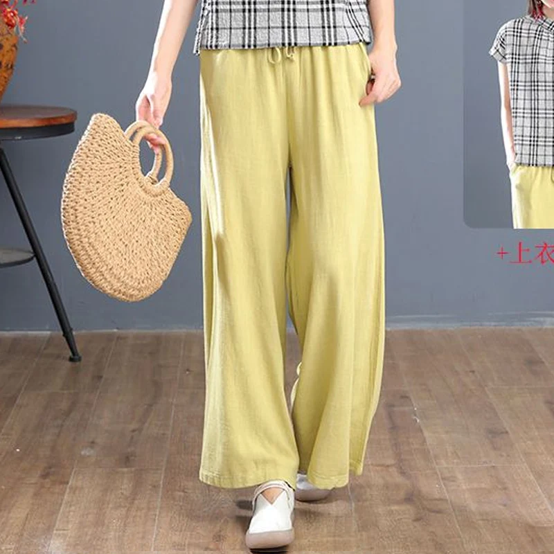 Summer New Solid Color Fashion Elastic Waist Wide Leg Trousers Women High Street Loose Pockets Drawstring Pure Cotton Trousers
Summer New Solid Color Fashion Elastic Waist Wide Leg Trousers Women High Street Loose Pockets Drawstring Pure Cotton Trousers