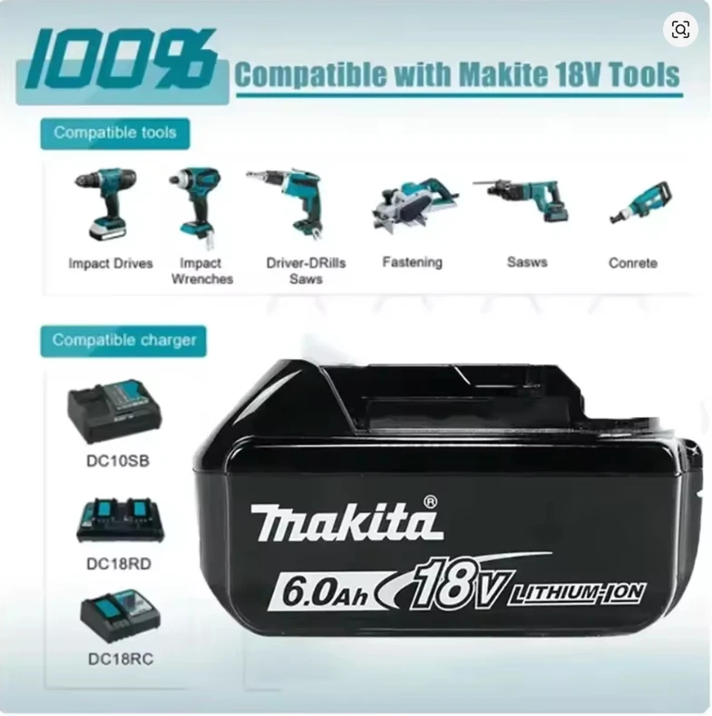 100% оригинальный аккумулятор Makita 6,0 Ач Makita 18 В BL1830B, BL1850B, BL1850, BL1840, BL1860, BL1815, аккумуляторы для инструментов
100% оригинальный аккумулятор Makita 6,0 Ач Makita 18 В BL1830B, BL1850B, BL1850, BL1840, BL1860, BL1815, аккумуляторы для инструментов