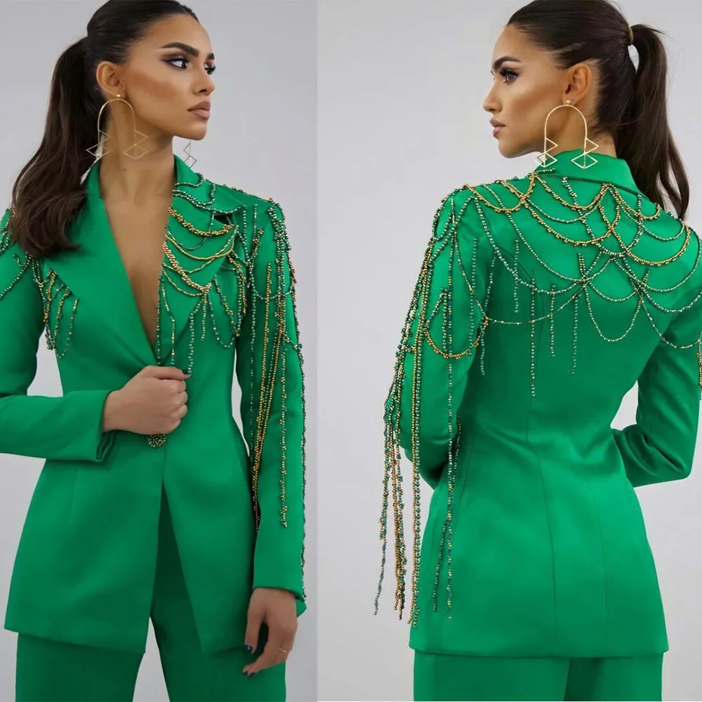 Women's Suit Green Dress Elegant Jacket Coat Pants Set For Female Set 2 Pieces Long Sleeves Suit Skirt Crop Top Suits Customized
Women's Suit Green Dress Elegant Jacket Coat Pants Set For Female Set 2 Pieces Long Sleeves Suit Skirt Crop Top Suits Customized