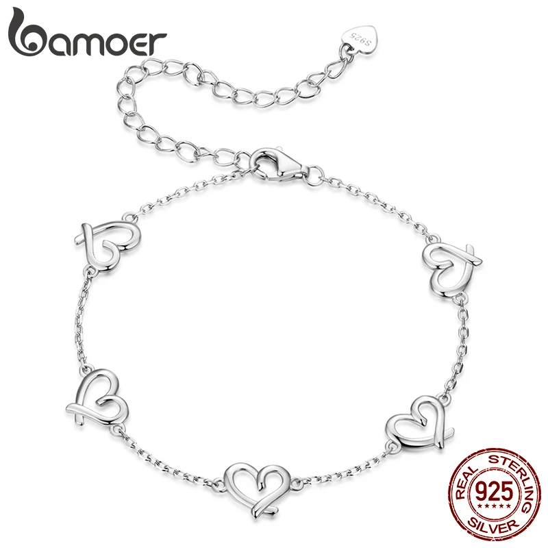 Bamoer Heart Bracelet Pure 925 Sterling Silver Unique 5 Hearts Decorative Design Bracelet Women Girl Fine Jewelry Nice Gift
Bamoer Heart Bracelet Pure 925 Sterling Silver Unique 5 Hearts Decorative Design Bracelet Women Girl Fine Jewelry Nice Gift 