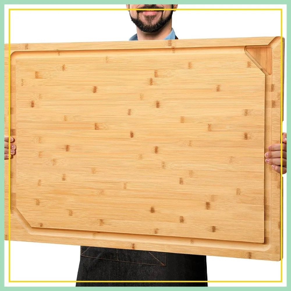 30x20 Extra Large Bamboo Cutting Board, Stove Top Cover, Butcher Block with Handle and Juice Groove, Over Sink
30x20 Extra Large Bamboo Cutting Board, Stove Top Cover, Butcher Block with Handle and Juice Groove, Over Sink