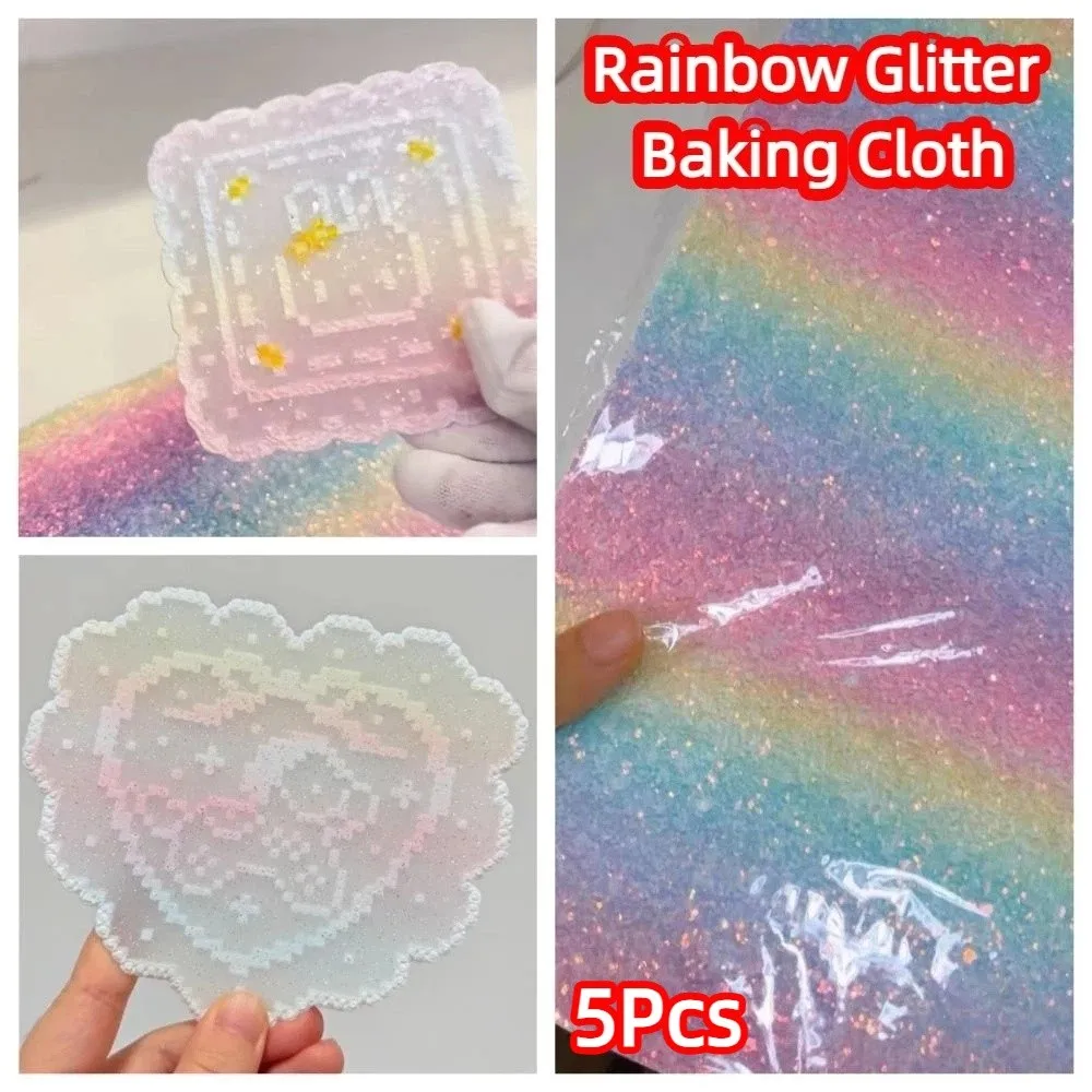 5Pcs Fuse Beans Rainbow Glitter Baking Cloth Non Stick Gradient Beadsheat-resistant Paper DIY Shining Iron-on Mat
5Pcs Fuse Beans Rainbow Glitter Baking Cloth Non Stick Gradient Beadsheat-resistant Paper DIY Shining Iron-on Mat
