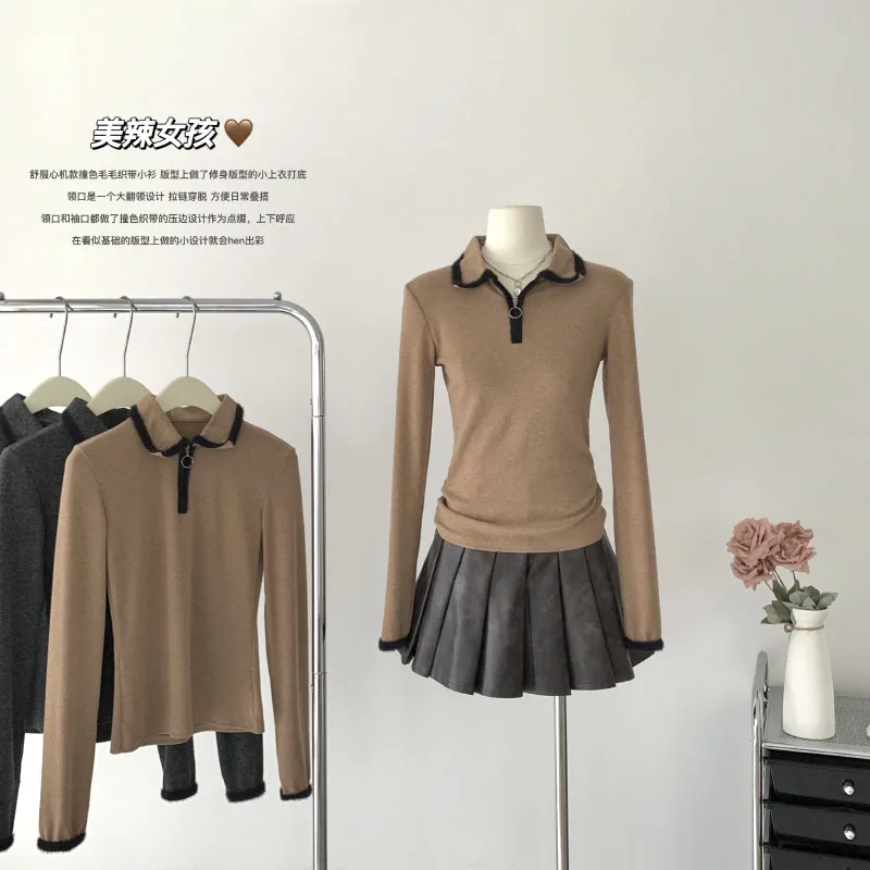 Slim-fit Streetwear Vintage y2k Style Knit Sweater Autumn Basic Fashion Korean Warm Women Zippered Design Pullover Sense Sweater
Slim-fit Streetwear Vintage y2k Style Knit Sweater Autumn Basic Fashion Korean Warm Women Zippered Design Pullover Sense Sweater