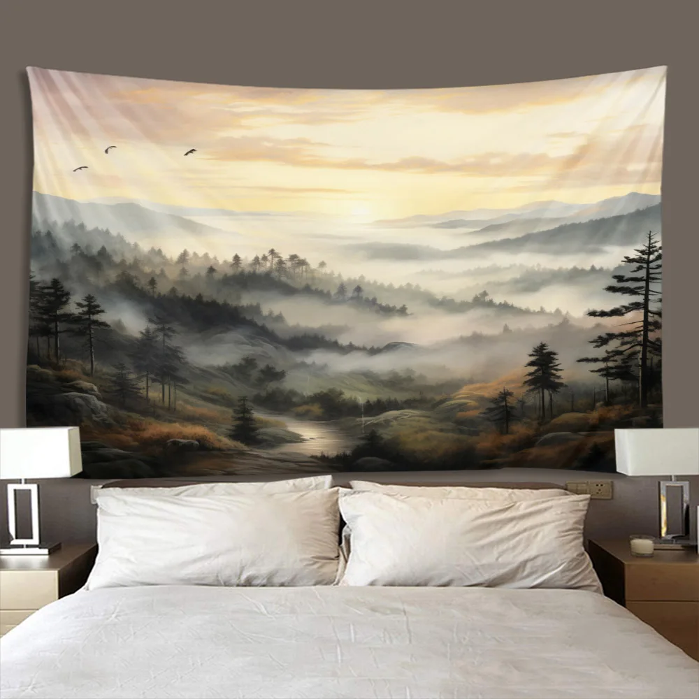 Natural Forest Tapestry Misty Mountain Pine & Cypress Tree Wall Hanging Decorative Cloth for Living Room Office
Natural Forest Tapestry Misty Mountain Pine & Cypress Tree Wall Hanging Decorative Cloth for Living Room Office