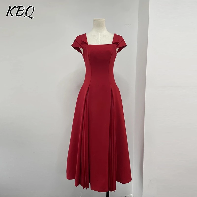 KBQ Solid Spliced Folds Temperament Dresses For Women Square Collar Short Sleeve High Wiast Elegant Dress Female Fashion Style
KBQ Solid Spliced Folds Temperament Dresses For Women Square Collar Short Sleeve High Wiast Elegant Dress Female Fashion Style