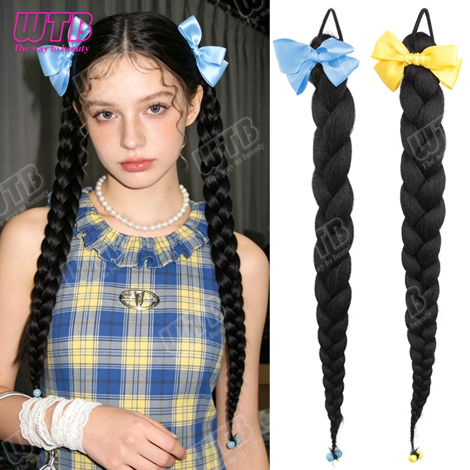 WTB 60cm Braided Wig Synthetic Hair 2pcs Tie Style Braided Wig with Bow Suitable for Women's Daily Wear and Holiday Activities
WTB 60cm Braided Wig Synthetic Hair 2pcs Tie Style Braided Wig with Bow Suitable for Women's Daily Wear and Holiday Activities