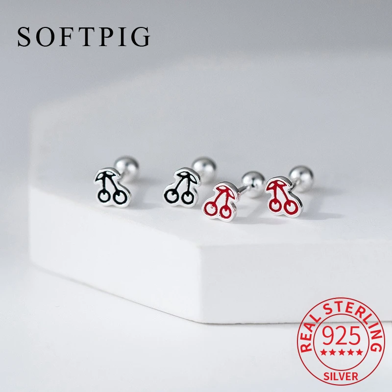 SOFTPIG Real 925 Sterling Silver Graffiti Cherry Bead Screw Stud Earrings for Women Party Cute Fine Jewelry Fruit Accessories
SOFTPIG Real 925 Sterling Silver Graffiti Cherry Bead Screw Stud Earrings for Women Party Cute Fine Jewelry Fruit Accessories