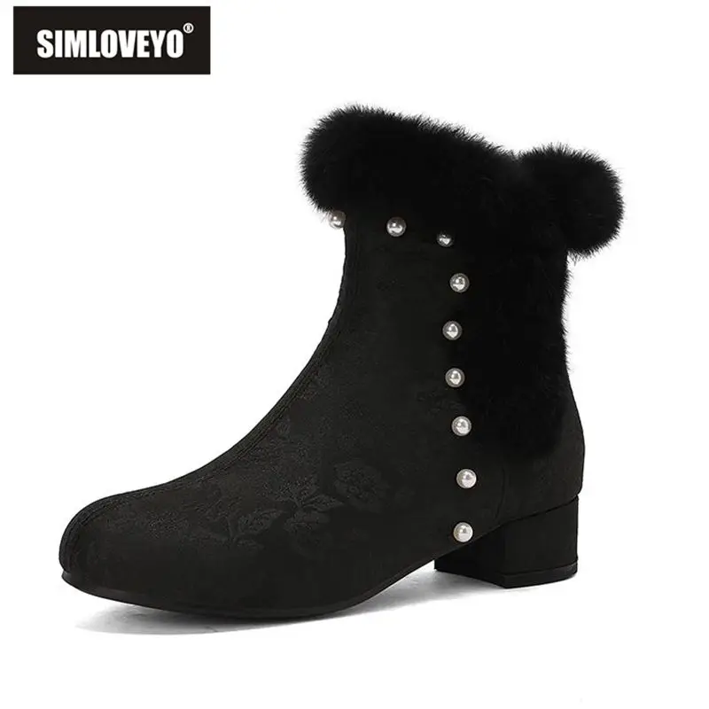 Girseaby 2024 Fashion Women Ankle Boots Round Toe Block Heels 3.5cm Zipper Flower Beads Rabbit Fur Warm Winter Booties 41 42 43
Girseaby 2024 Fashion Women Ankle Boots Round Toe Block Heels 3.5cm Zipper Flower Beads Rabbit Fur Warm Winter Booties 41 42 43