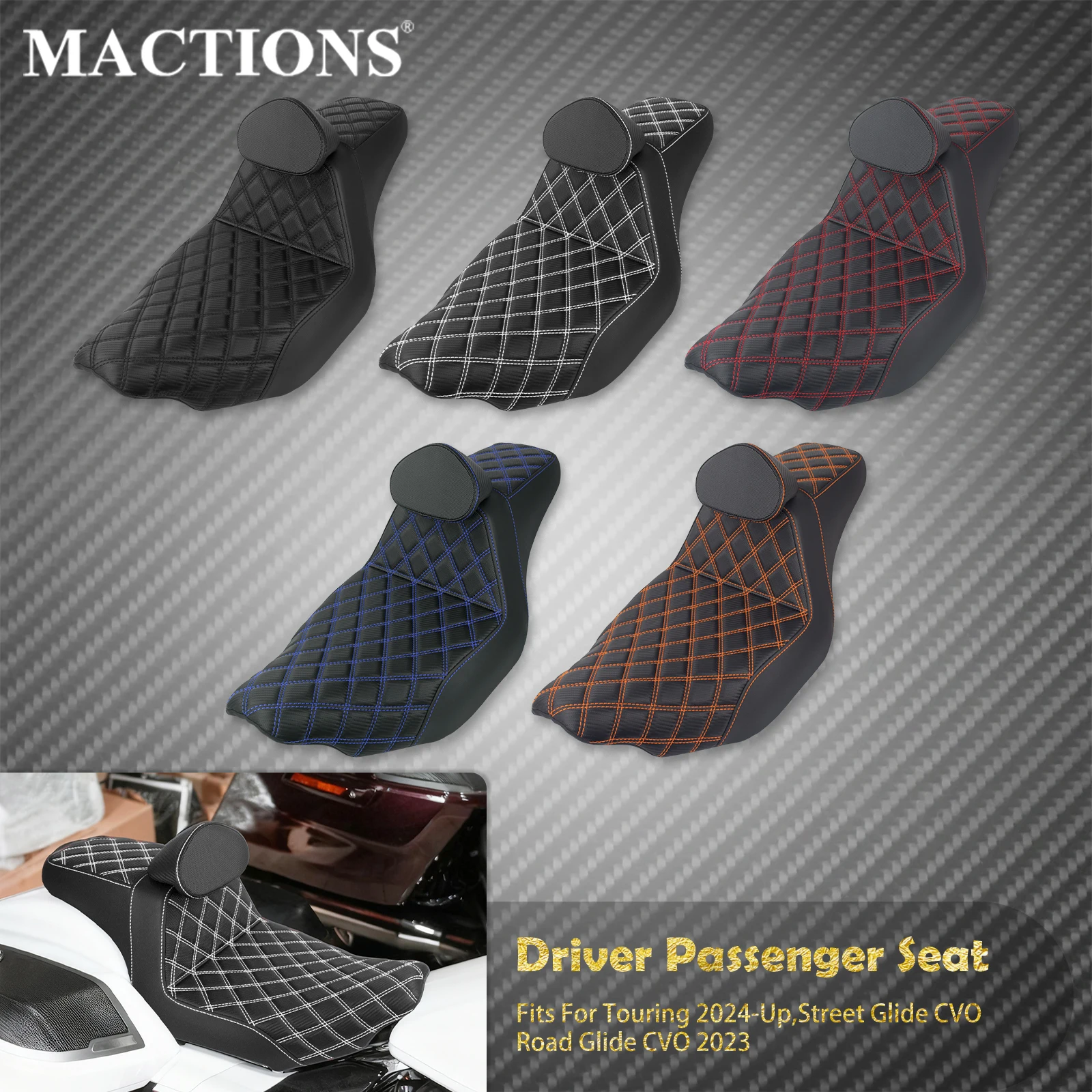 Motorcycle Two Up Driver Passenger Seat + Front Rider Backrest Cushion For Harley Touring 2024-Later Road Street Glide CVO 2023
Motorcycle Two Up Driver Passenger Seat + Front Rider Backrest Cushion For Harley Touring 2024-Later Road Street Glide CVO 2023