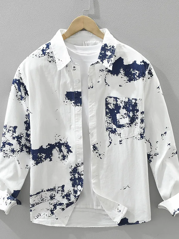 Casual Cotton Long Sve Men's irt Vintage Print Design Loose Fit Autumn Outerwear Comfortable Breathable Button-Up Top
Casual Cotton Long Sve Men's irt Vintage Print Design Loose Fit Autumn Outerwear Comfortable Breathable Button-Up Top