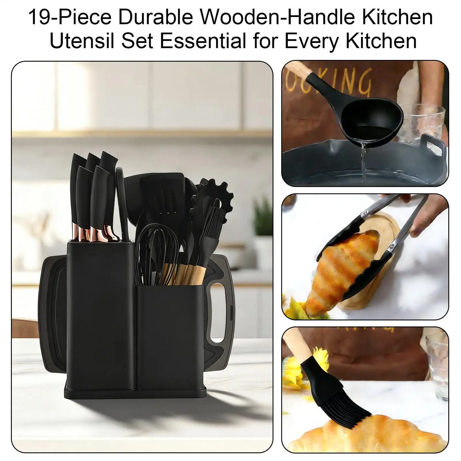 Kitchen Utensils 19-Piece Nonstick Silicone Heat Resistant Safe Kit Kitchen Cooking Tools Set For Home Indoor Counter Apartment
Kitchen Utensils 19-Piece Nonstick Silicone Heat Resistant Safe Kit Kitchen Cooking Tools Set For Home Indoor Counter Apartment
