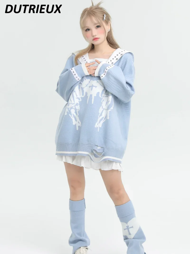 Original Homemade Y2k Sailor Collar Sailor Collar Loose Sweater Spring and Autumn V-neck Long Sleeve Mid-length Knitted Pullover
Original Homemade Y2k Sailor Collar Sailor Collar Loose Sweater Spring and Autumn V-neck Long Sleeve Mid-length Knitted Pullover