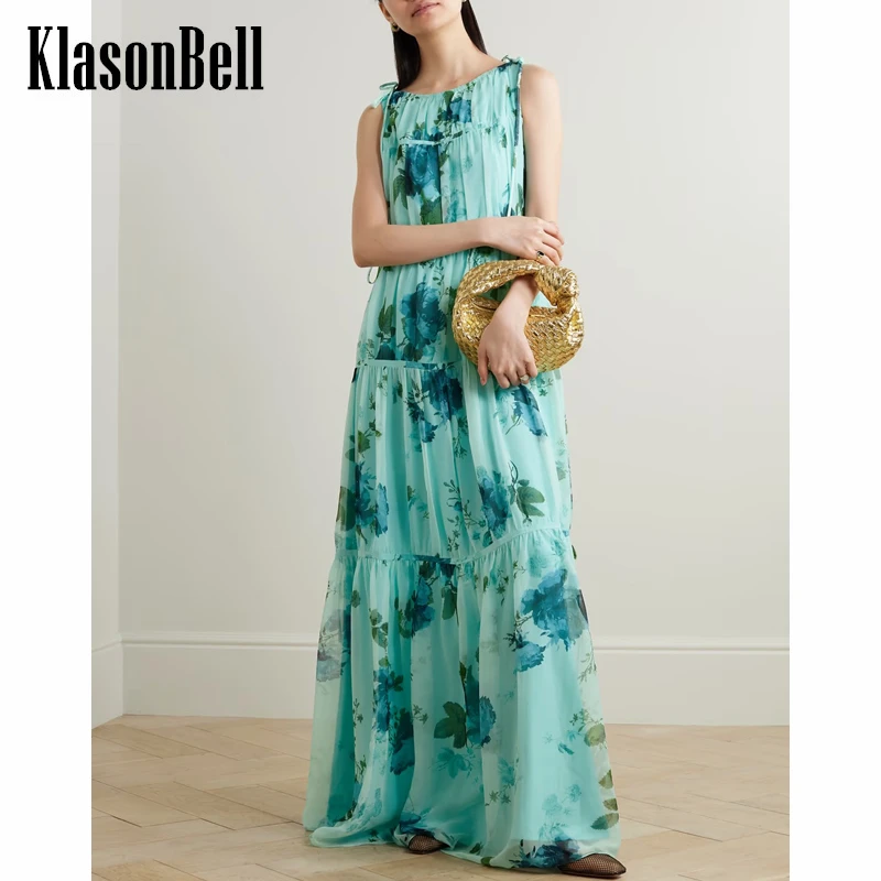 6.11 KlasonBell Women Elegant Fashion Lace-up Bow Hierarchy Print Dress O-Neck Sleeveless Holiday Beach Style Long Dress
6.11 KlasonBell Women Elegant Fashion Lace-up Bow Hierarchy Print Dress O-Neck Sleeveless Holiday Beach Style Long Dress