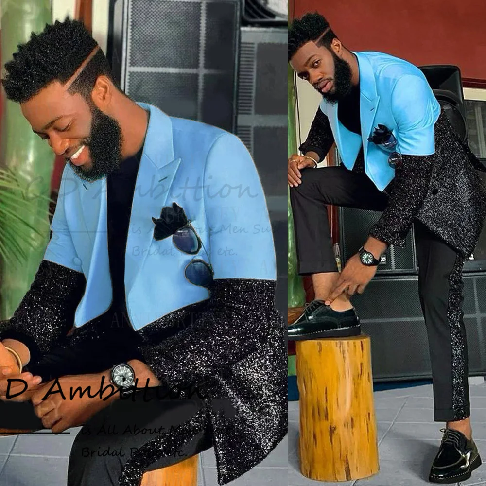 Tailor- Made Man Luxury Blue Wedding Suits For Men 2023 Black Sequins Custom Costume Homme 2 Piece Elegant Men's Suit Splicing
Tailor- Made Man Luxury Blue Wedding Suits For Men 2023 Black Sequins Custom Costume Homme 2 Piece Elegant Men's Suit Splicing