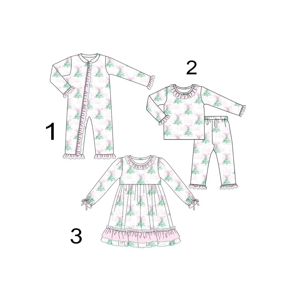 Boutique hot selling girls suits Christmas tree print children's long-sleeved pants suit dress baby onesie
Boutique hot selling girls suits Christmas tree print children's long-sleeved pants suit dress baby onesie