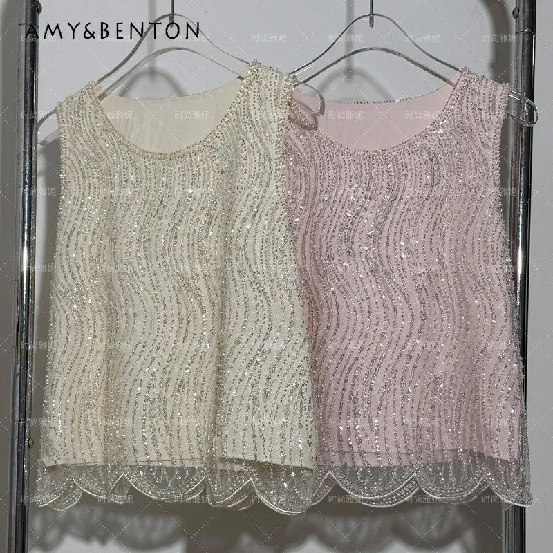 Luxury Beaded Pearl Sequin Lace Camisole Ladies Sleeveless Fairy Top Sparkly Design For Stage Show Party Dance Costume Outfit
Luxury Beaded Pearl Sequin Lace Camisole Ladies Sleeveless Fairy Top Sparkly Design For Stage Show Party Dance Costume Outfit