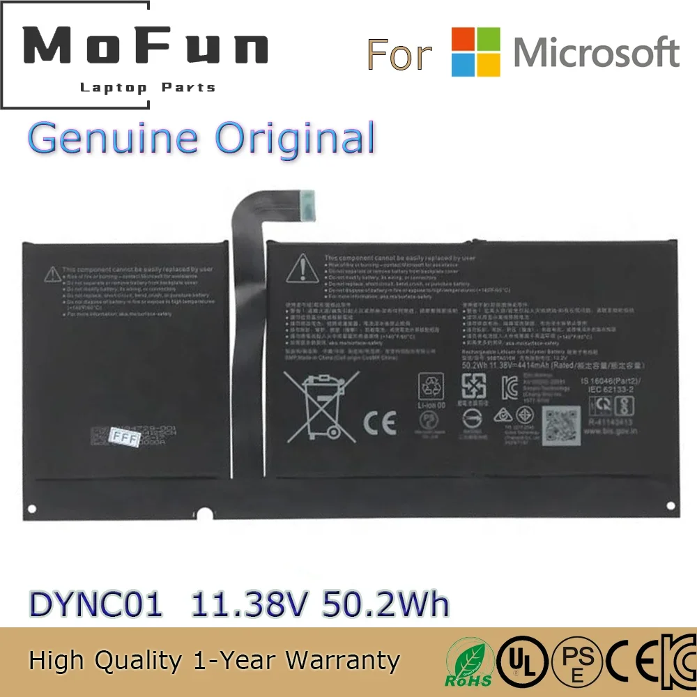 Brand New Original DYNC01 11.38V 50.2Wh Laptop Battery for Microsoft Surface Pro 8 1982 1983 Table etc.
Brand New Original DYNC01 11.38V 50.2Wh Laptop Battery for Microsoft Surface Pro 8 1982 1983 Table etc.