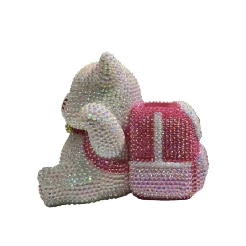 Rhinestone White Cat Figurine DIY Hand-applied Crystal Makeup Brush Pot Blinged Shiny Animal Sculture Kids Gift Home Decor 
Rhinestone White Cat Figurine DIY Hand-applied Crystal Makeup Brush Pot Blinged Shiny Animal Sculture Kids Gift Home Decor