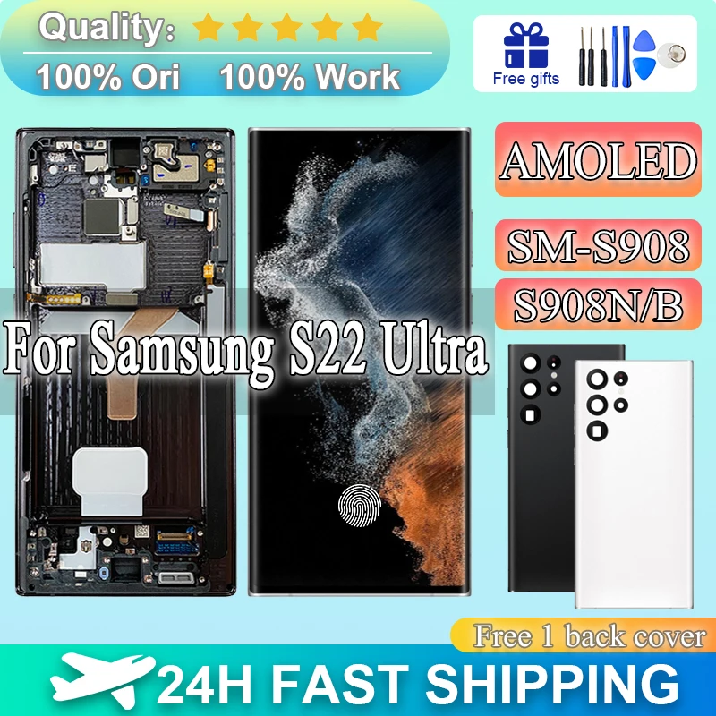 Передний дисплей Super AMOLED 6,8 дюйма для Samsung S22 Ultra, дигитайзер сенсорного экрана S22Ultra 5G, ЖК-дисплей S908 S908B S908U, замена
Передний дисплей Super AMOLED 6,8 дюйма для Samsung S22 Ultra, дигитайзер сенсорного экрана S22Ultra 5G, ЖК-дисплей S908 S908B S908U, замена