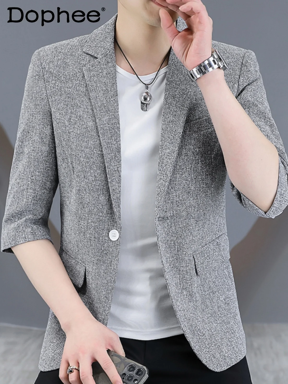 Fashion Slim Fit Small Business Suit Jackets Men's 2024 Half Sleeve Summer Thin Breathable Handsome Suit Jacket Youth Suit Coat
Fashion Slim Fit Small Business Suit Jackets Men's 2024 Half Sleeve Summer Thin Breathable Handsome Suit Jacket Youth Suit Coat